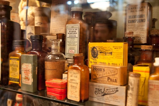 old medicine, bottles